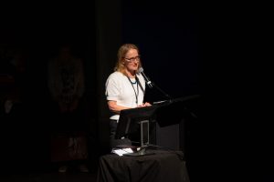 Jane McCredie welcoming audiences to Quantum Words Perth Festival
